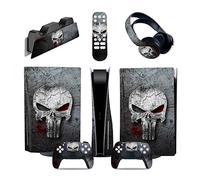 Protective 64536 For PS5 Console Disc Edition & Digital Sticker Vinyl Decal Cover For Ps5 Controller & Charging Station & Headset & Media Remote Bubble-Free Residue-Free(Disc Version)