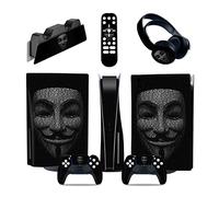 Protective 69409 For PS5 Console Disc Edition & Digital Sticker Vinyl Decal Cover For Ps5 Controller & Charging Station & Headset & Media Remote Bubble-Free Residue-Free(Disc Version)