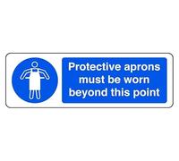 Protective Aprons Must Be Worn Beyond This Point - safety sign - 1.2mm Rigid plastic for indoor/outdoor usage (150mm x 50mm) Viewing Distance within 3m.