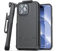 Protective Belt Case Designed for iPhone 15 Pro Max with Holster Clip [Rebel Series] Shockproof Heavy Duty Cover with Phone Holder (Black)