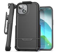 Protective Belt Case Designed for iPhone 15 with Holster Clip [Rebel Series] Shockproof Heavy Duty Cover with Phone Holder (Black)