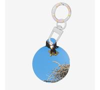 Protective Brown Bald Eagle Print Round Acrylic Pet Tag, Dog Neck Pendant Tags for Pets Circular Dog Cat Collar Name Tags