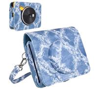 Protective Camera Case Compatible with Latest Version Kodak Mini Shot 3 Retro C300R 2-in-1 Instant Camera, Custom Fit PU Leather Bag with Adjustable Strap, Compact Carrying Storage (Cowboy Blue)