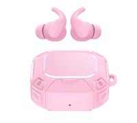 Protective Carrying Case with Locking Clip and Stand for Beats Powerbeats Fit Earbuds, Scratch Resistant Cover Allowing Wired Charging Without Removal, for Sports and Daily Use(pink)