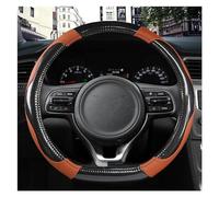 Protective Case 38CM D Shape Carbon Fiber Leather Car Steering Wheel Cover Car Accessories For Kia For Sportage For Rio 3 For Soul Steering Hood(Orage)