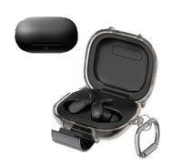 Protective Case Compatible with Beats Powerbeats Fit, Transparent TPU Shockproof Cover with Built-in Stand and Carabiner (Transparent Gray)