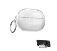 Protective Case Compatible with FreeBuds Pro 3 / Pro 4, Wireless Charging Hard Shell Cover with Stand and Safety Lock, Transparent Earbuds Case with Keychain for Travel Daily Use