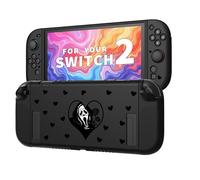 Protective Case Compatible with Nintendo Switch 2 (2025) - Black Gothic Heart Design, Shockproof Matte TPU Cover with Anti-Slip Grip, Ergonomic Slim Back Shell for Teens and Gamers
