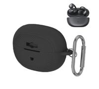 Protective Case Compatible with SHOKZ OpenDots Air, Shockproof Soft Cover with Carabiner, Water Resistant Skin for Wireless Earbuds Charging Box，Black