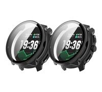 Protective Case Compatible with Suunto Race 2, PC Hard Case with Tempered Glass Film, Protective Accessories, Scratch-Resistant Housing (Black + Black)