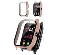Protective Case Cover Compatible with Tensky 1.85" Smartwatch, Hard PC Shell & 9H Tempered Glass Screen Protector - Shockproof, Scratch-Resistant, Full Coverage (Pink)