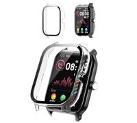 Protective Case Cover Compatible with Tensky 1.85" Smartwatch, Hard PC Shell & 9H Tempered Glass Screen Protector - Shockproof, Scratch-Resistant, Full Coverage (Clear)