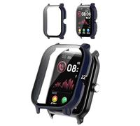 Protective Case Cover Compatible with Tensky 1.85" Smartwatch, Hard PC Shell & 9H Tempered Glass Screen Protector - Shockproof, Scratch-Resistant, Full Coverage (Blue)