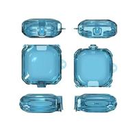 Protective Case Cover for Beats Fit Pro,Clear Hard Shell for Wireless Earbuds,Storage Box for Earphone Charging Station Case with Carabiner,Headphone Protector Accessories (blue)