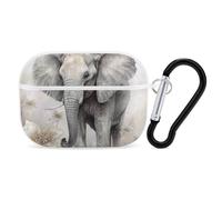 Protective Case for AirPods Pro 2nd/1st Animals Cute Elephant AirPods Pro Case Accessory with Keychain,Supports Wired Or Wireless Charging