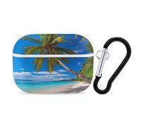Protective Case for AirPods Pro 2nd/1st Beach and Coconut Tree AirPods Pro Case Accessory with Keychain,Supports Wired Or Wireless Charging