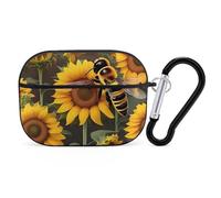 Protective Case for AirPods Pro 2nd/1st Bee & Sunflowers AirPods Pro Case Accessory with Keychain,Supports Wired Or Wireless Charging