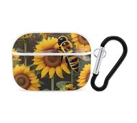 Protective Case for AirPods Pro 2nd/1st Bee & Sunflowers AirPods Pro Case Accessory with Keychain,Supports Wired Or Wireless Charging
