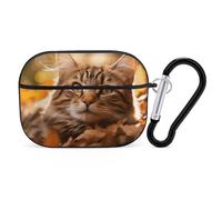 Protective Case for AirPods Pro 2nd/1st Cat Lies Down AirPods Pro Case Accessory with Keychain,Supports Wired Or Wireless Charging