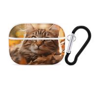 Protective Case for AirPods Pro 2nd/1st Cat Lies Down AirPods Pro Case Accessory with Keychain,Supports Wired Or Wireless Charging