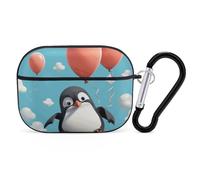 Protective Case for AirPods Pro 2nd/1st Cute Penguin with Balloon AirPods Pro Case Accessory with Keychain,Supports Wired Or Wireless Charging