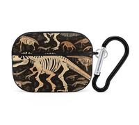 Protective Case for AirPods Pro 2nd/1st Dinosaur Skeleton Print AirPods Pro Case Accessory with Keychain,Supports Wired Or Wireless Charging