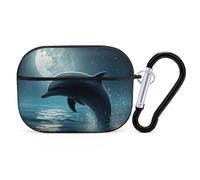 Protective Case for AirPods Pro 2nd/1st Dolphin in The Moonlight AirPods Pro Case Accessory with Keychain,Supports Wired Or Wireless Charging