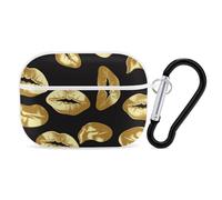 Protective Case for AirPods Pro 2nd/1st Gold Lips AirPods Pro Case Accessory with Keychain,Supports Wired Or Wireless Charging
