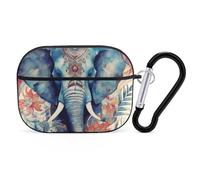 Protective Case for AirPods Pro 2nd/1st Peacock Feathers Elephant AirPods Pro Case Accessory with Keychain,Supports Wired Or Wireless Charging