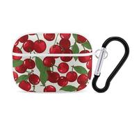 Protective Case for AirPods Pro 2nd/1st Red Cherries AirPods Pro Case Accessory with Keychain,Supports Wired Or Wireless Charging