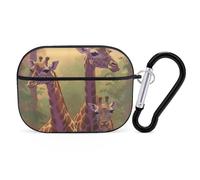 Protective Case for AirPods Pro 2nd/1st Three Giraffes AirPods Pro Case Accessory with Keychain,Supports Wired Or Wireless Charging