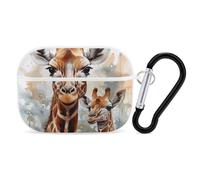 Protective Case for AirPods Pro 2nd/1st Watercolor Deer Giraffe AirPods Pro Case Accessory with Keychain,Supports Wired Or Wireless Charging
