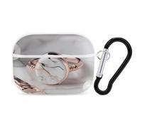 Protective Case for AirPods Pro 2nd/1st White Marble Rose Gold Pattern AirPods Pro Case Accessory with Keychain,Supports Wired Or Wireless Charging