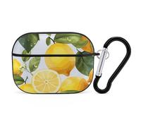 Protective Case for AirPods Pro 2nd/1st Yellow Lemon AirPods Pro Case Accessory with Keychain,Supports Wired Or Wireless Charging