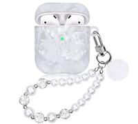 Protective Case for Airpods with Pearl Keychain Cover Compatible with AirPod 2nd 1st Generation Shell for Women