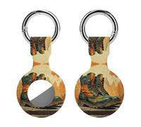 Protective Case for AirTag,Vintage Shoe Pattern Silicone Air Tag Holder with Key Rings, Protective Airtag Case Cover Accessories