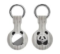 Protective Case for AirTag,White Wooden Panda Silicone Air Tag Holder with Key Rings, Protective Airtag Case Cover Accessories