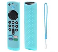 Protective Case for Alexa Voice Remote 3rd Gen 2021 - Silicone Sleeve with Hand Strap Drop for proof Cover Glow Night TV Accessory Red(Luminous Blue)