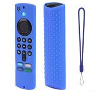 Protective Case for Alexa Voice Remote 3rd Gen 2021 - Silicone Sleeve with Hand Strap Drop for proof Cover Glow Night TV Accessory Red(Blue)
