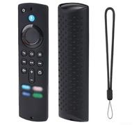 Protective Case for Alexa Voice Remote 3rd Gen 2021 - Silicone Sleeve with Hand Strap Drop for proof Cover Glow Night TV Accessory Red(Black)