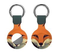 Protective Case for Apple AirTags with Keychain,A Fox Image Print Silicone Air Tags Case,Tracker Cover for AirTags,Air Tag Keyring Holder for Pets Wallet Backpacks Luggage