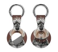 Protective Case for Apple AirTags with Keychain,Adorable Schnauzer Print Silicone Air Tags Case,Tracker Cover for AirTags,Air Tags Keyring Holder for Pets Wallet Backpacks Luggage