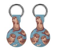 Protective Case for Apple AirTags with Keychain,Animal Cute Brown Otters Print Silicone Air Tags Case,Tracker Cover for AirTags,Air Tag Keyring Holder for Pets Wallet Backpacks Luggage