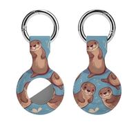Protective Case for Apple AirTags with Keychain,Animal Cute Brown Otters Print Silicone Air Tags Case,Tracker Cover for AirTags,Air Tag Keyring Holder for Pets Wallet Backpacks Luggage