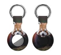Protective Case for Apple AirTags with Keychain,Animal Red Panda Print Silicone Air Tags Case,Tracker Cover for AirTags,Air Tag Keyring Holder for Pets Wallet Backpacks Luggage