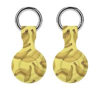 Protective Case for Apple AirTags with Keychain,Banana Pattern Print Silicone Air Tags Case,Tracker Cover for AirTags,Air Tag Keyring Holder for Pets Wallet Backpacks Luggage
