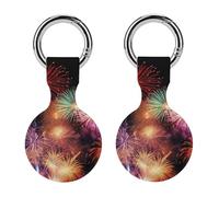 Protective Case for Apple AirTags with Keychain,Beautiful Fireworks Print Silicone Air Tags Case,Tracker Cover for AirTags,Air Tag Keyring Holder for Pets Wallet Backpacks Luggage