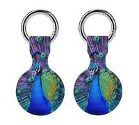 Protective Case for Apple AirTags with Keychain,Beauty Peacock Print Silicone Air Tags Case,Tracker Cover for AirTags,Air Tag Keyring Holder for Pets Wallet Backpacks Luggage