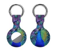 Protective Case for Apple AirTags with Keychain,Beauty Peacock Print Silicone Air Tags Case,Tracker Cover for AirTags,Air Tag Keyring Holder for Pets Wallet Backpacks Luggage