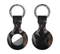 Protective Case for Apple AirTags with Keychain,Black Labrador Print Silicone Air Tags Case,Tracker Cover for AirTags,Air Tag Keyring Holder for Pets Wallet Backpacks Luggage